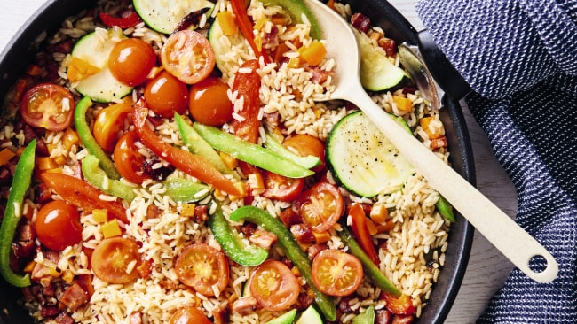 One-pan rice and veggies dish makes an excellent weeknight dinner