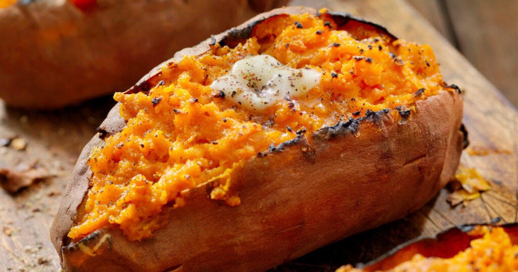 how many calories are in a large grilled sweet potato